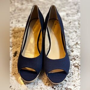 Bandolino Navy Peep-Toe Espadrilles